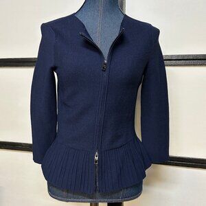 Emporio Armani Navy Blue Knit Jacket with Peplum Hem Size 38 (XS)